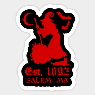 Salem Massachusetts Est. 1692 - Halloween Witch (RED) Sticker